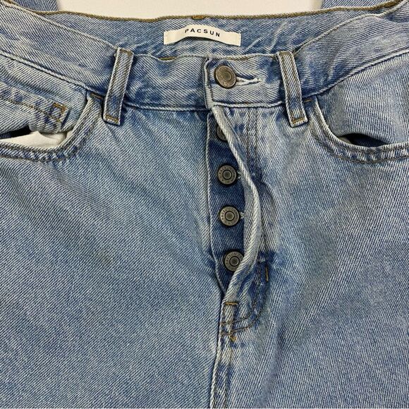 Pacsun High Rise Straight Jeans‎ Women's 24 90's Light Denim Raw Hem Button Fly - Picture 6 of 13